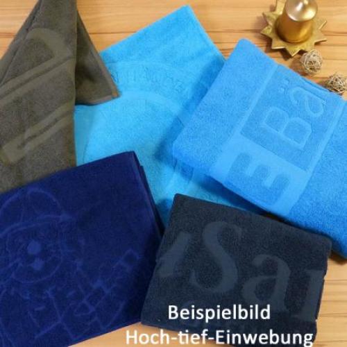 großes Badehandtuch mit hoch-tief Einwebung, wunschgemäß eingewebt, Größe 100x150cm